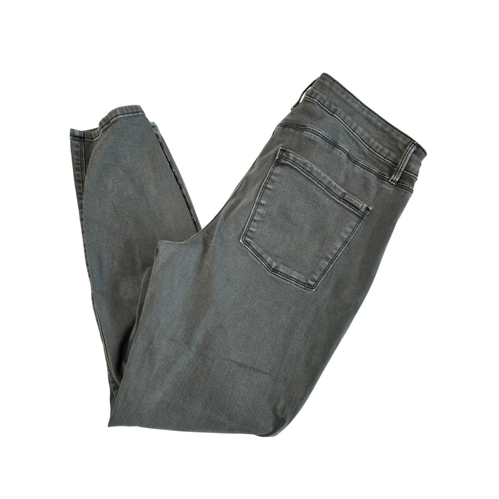 White House Black Market The Skinny Olive Green Rhinestone Stripe Jeans Size 8